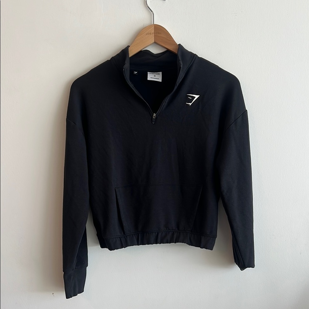 Gymshark Black Zip Up Sweater with Classic Collar